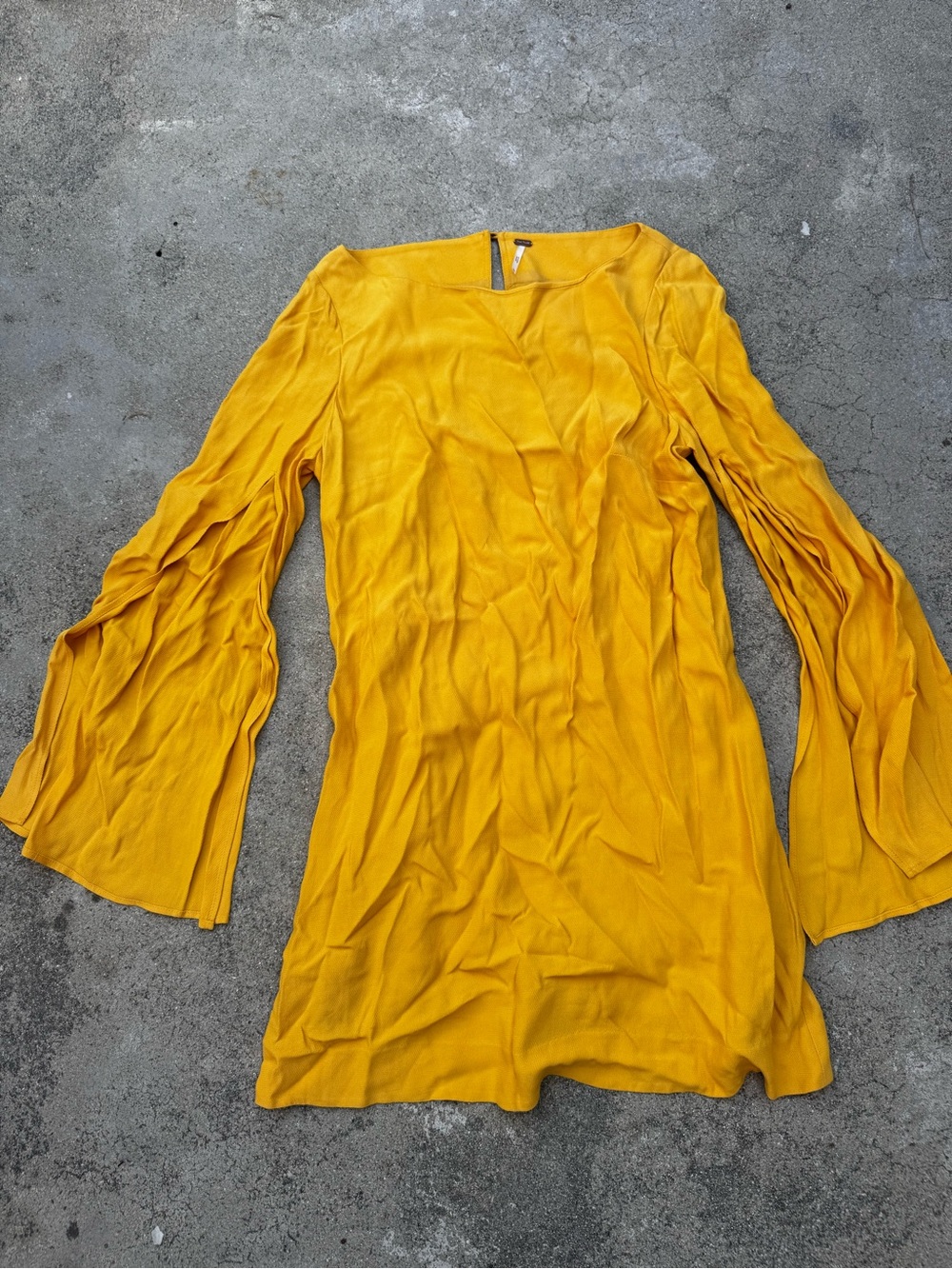 Free People Some Like it Hot Cape Mini Dress Split Sleeves Short  Size XS yellow